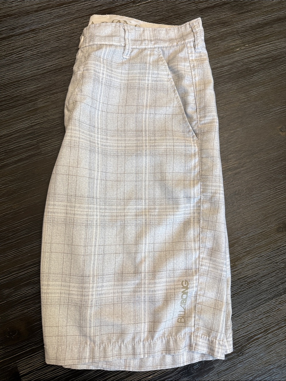Billabong Men's Light Gray Plaid Shorts